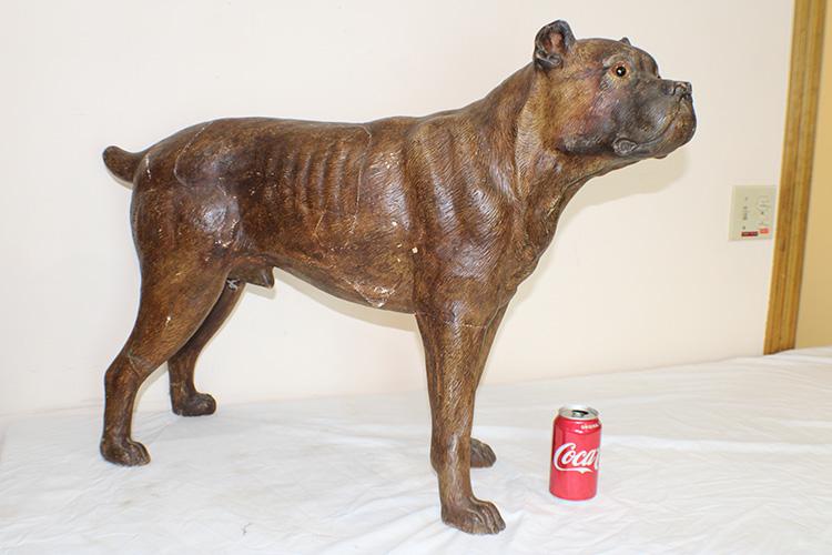 Huge Antique Terra Cotta Bull Dog with Glass Eyes (1 of 7)