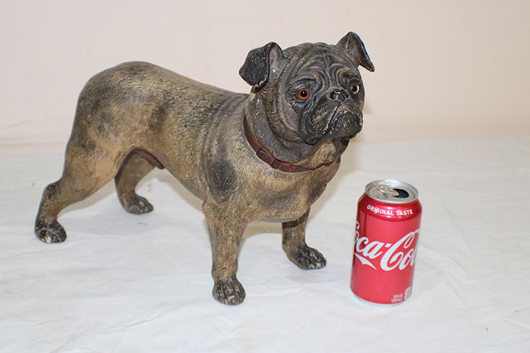 Nice Antique Terra Cotta Pug with Glass Eyes (1 of 3)