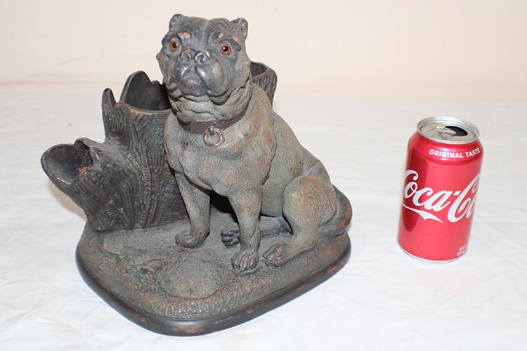 Antique Signed Terra Cotta Cigar Holder with a Pug (1 of 3)