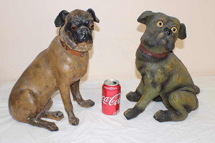 2 Antique Plaster Pugs with Glass Eyes (1 of 5)