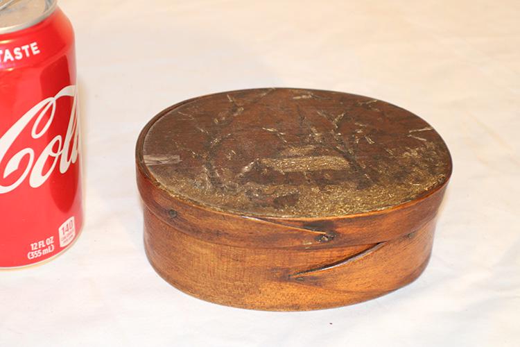 Small 5.5" Oval Finger Pantry Box with Folk Art Painted (1 of 3)