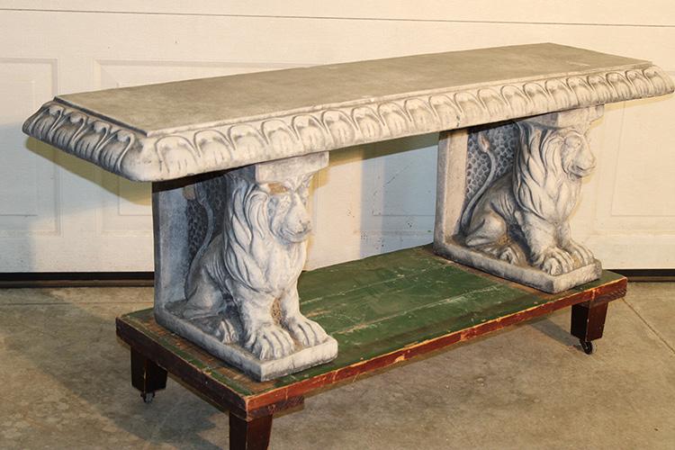 Concrete Bench with Lion Supports (1 of 4)