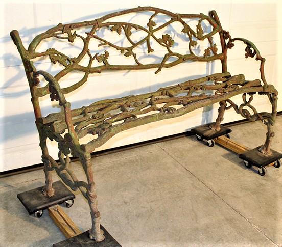 Great Antique Cast Iron Twigg Bench Signed James Beebe (1 of 4)