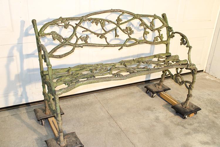 Great Antique Cast Iron Twigg Bench Signed James Beebe (1 of 4)