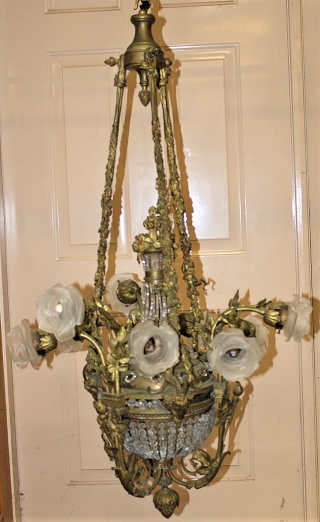 Fabulous Antique Bronze and Crystal Chandelier (1 of 7)
