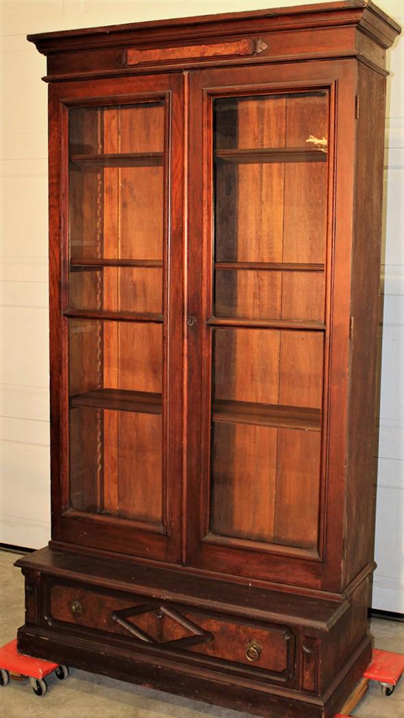 Eastlake 2 Door Walnut Bookcase (1 of 4)