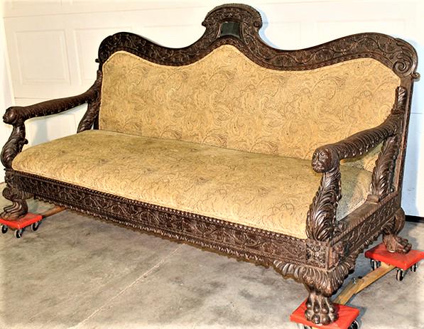 Fabulous Early Hand Carved Anglo Indian Sofa with (1 of 6)