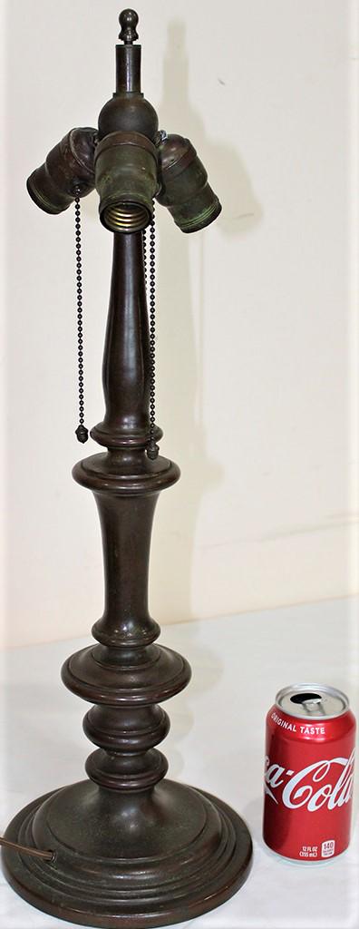 Large Antique Bronze 3-Socket "Handel" Lamp Base (1 of 4)
