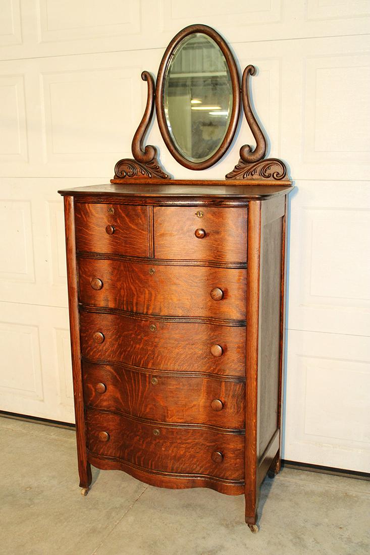 Original Finish Oak Tall Chest (1 of 3)