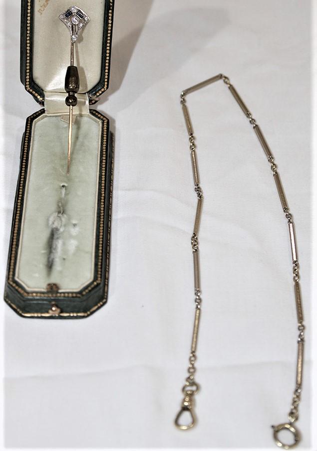 Fabulous Diamond and Gemstone Stick Pin in Platinum (1 of 4)