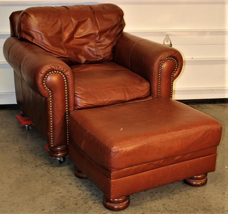 Leather Pub Chair and Ottoman by Bradington and Young (1 of 4)