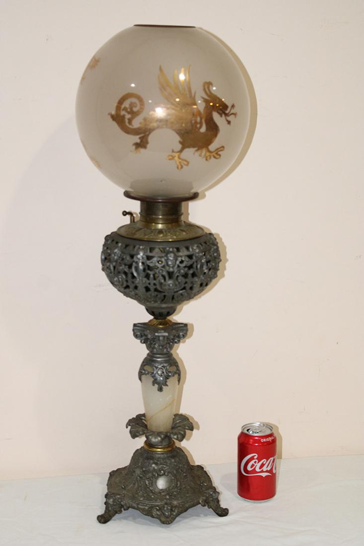 All Original 30" Tall Piano Lamp with Oriental Dragons (1 of 4)