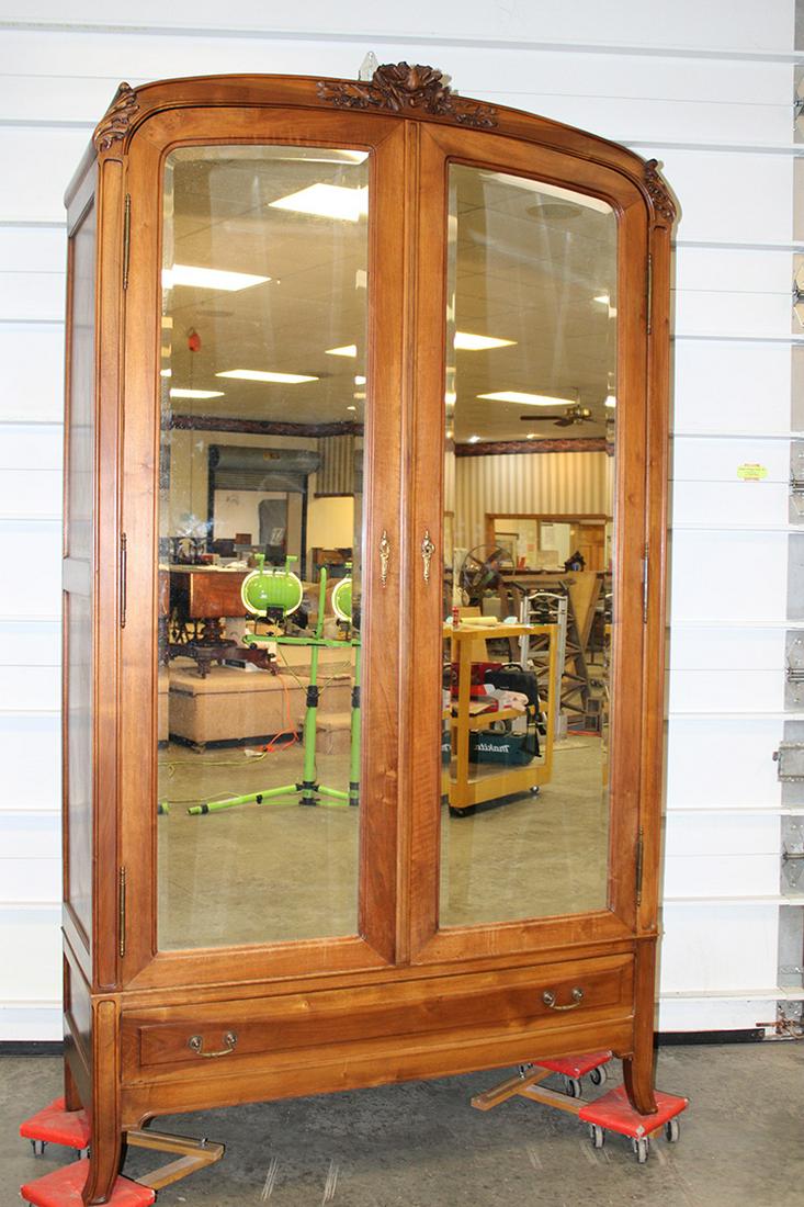 Continental Mirrored 2 Door Wardrobe with Carved Crest (1 of 4)