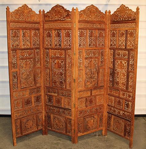 20th C. Carved Teakwood Screen (1 of 4)