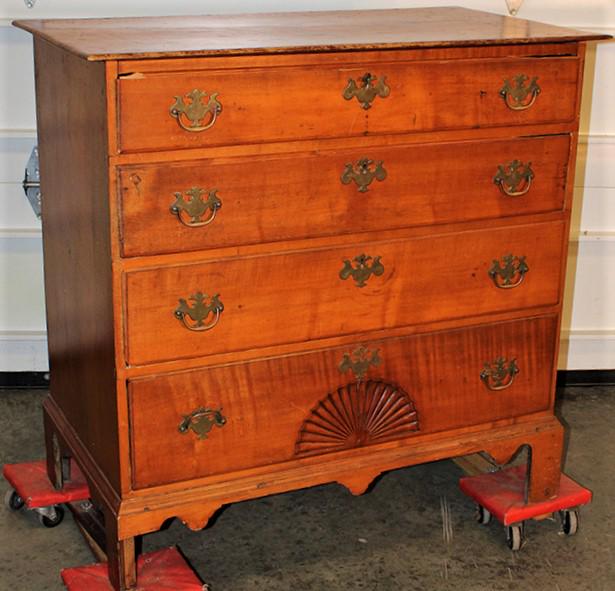 Period Fan Carved Graduated Drawer with Tiger Maple (1 of 4)