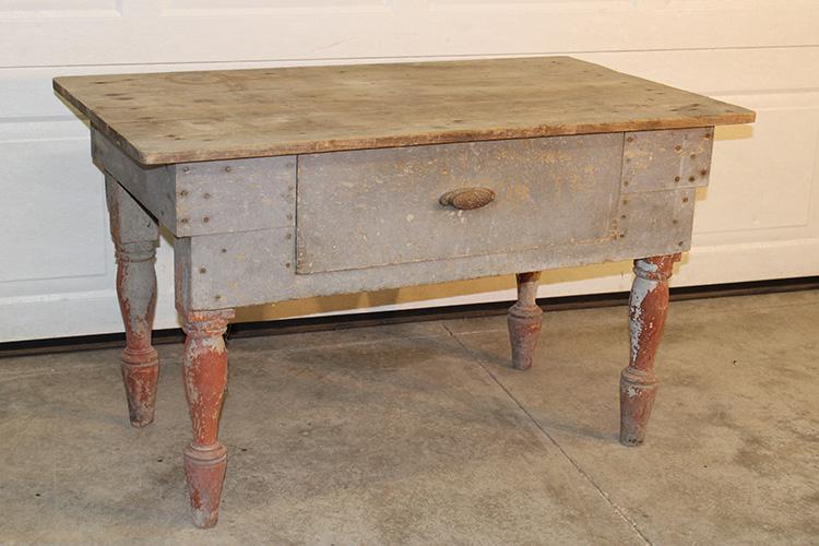 Great Grey and Red Country Work Table (1 of 4)
