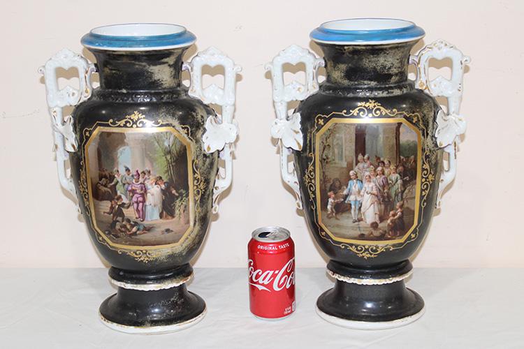 2 Large 16" Scenic Porcelain Vases (1 of 7)