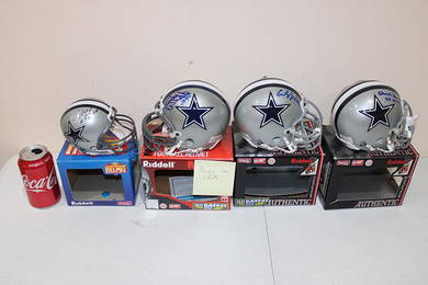 4 Signed Riddell Dallas Cowboy Mini Helmets