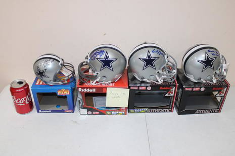 4 Signed Riddell Dallas Cowboy Mini Helmets: 4 signed Riddell Dallas Cowboy mini helmets by various players. 60 year collection.