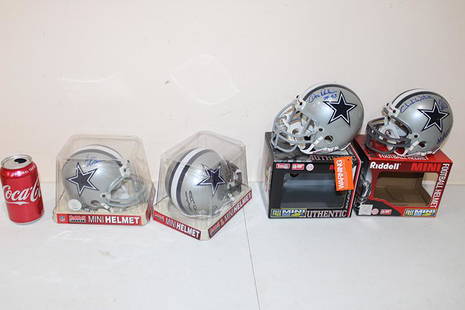 Group of 4 Signed Dallas Cowboy Riddell Mini Helmets: Group of 4 signed Riddell Dallas Cowboy mini helmets. 1 signed by several players. 60 year collection.