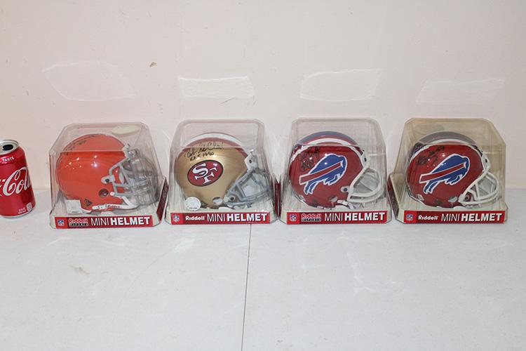 4 Signed Riddell Mini Helmets Buffalo, S. F. Browns (1 of 5)