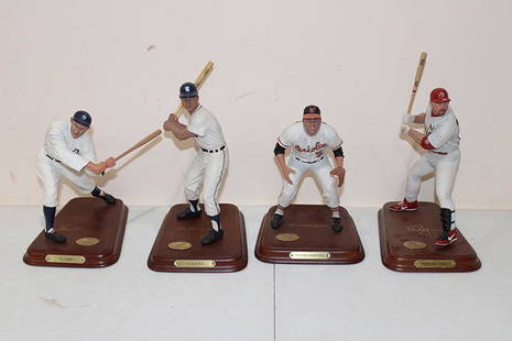 4 Danbury Mint Baseball Figurines: 4 Danbury mint baseball figurines. Cobb, Kaline, Robinson, McGuire. 60 year collection.