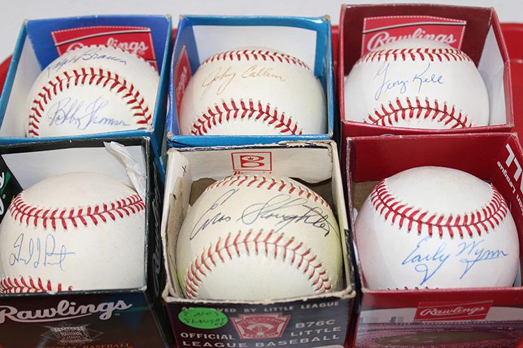 6 Signed Baseballs Including Slaughter, Thomson, (1 of 3)