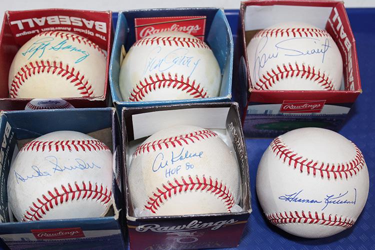 6 Signed Baseballs Including Gomey, Snider, Kaline, HOF (1 of 3)