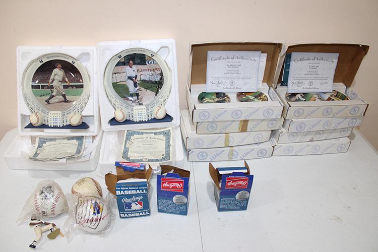 Ruth and Gehrig 75th Yankee Stadium Anniversary: Ruth and Gehrig 75th Yankee Stadium anniversary collection. 8 Bradford limited edition plates. Some National League balls. 60 year collection.