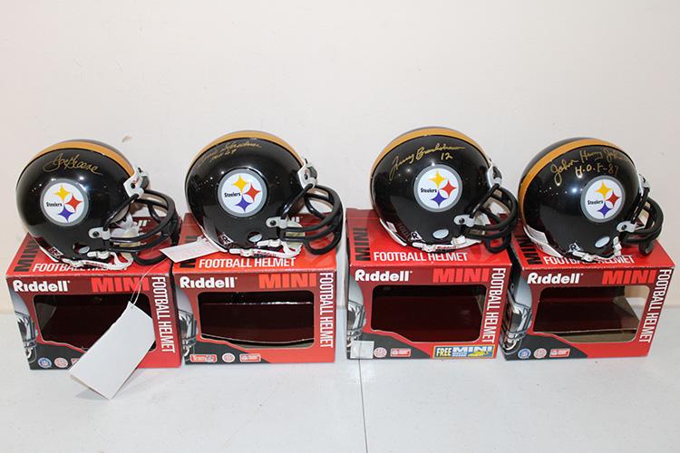4 Signed Pittsburgh Steelers Riddell Mini Helmets by (1 of 3)