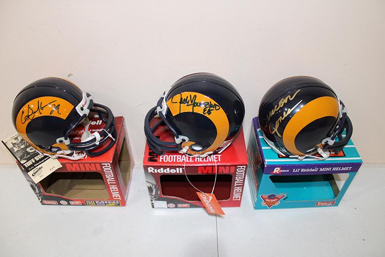 3 Signed Rams Riddell Mini Helmets by Eric Dickerson (1 of 4)