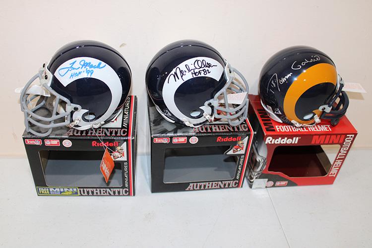 3 Signed Rams Riddell Mini Helmets by Mach, Olsen, etc. (1 of 3)
