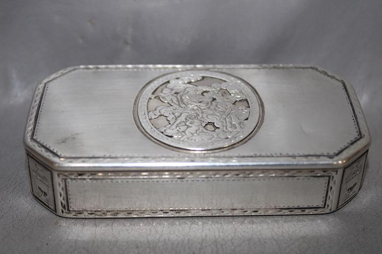 Fabulous Silver Box with Cupids and Lady Playing a Lyre (1 of 6)