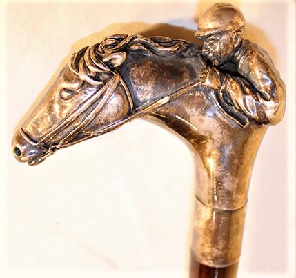 Wonderful and Rare Sterling Walking Stick with Racing (1 of 5)