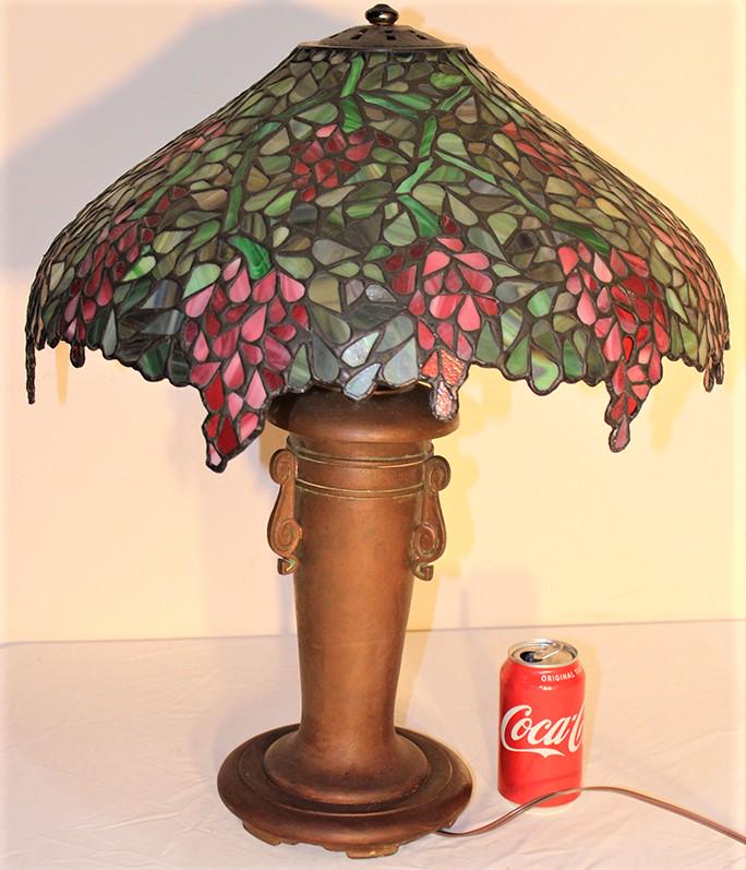 Beautiful Antique Signed Handel Wisteria Leaded Table (1 of 8)