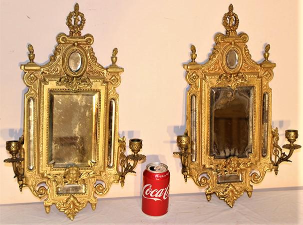 Exceptional Pair of Victorian Bronze Hanging Mirrored (1 of 5)