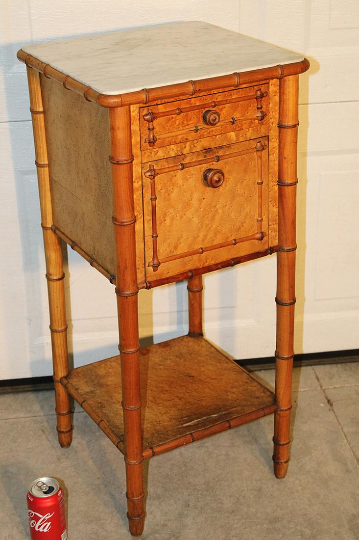 Faux Bamboo Marble Top Half Commode (1 of 4)
