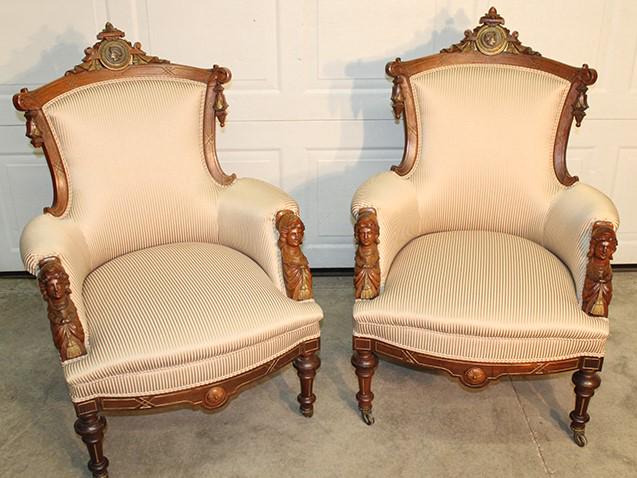 Fine Pair of Rosewood Jeliff Arm Chairs with Bronze (1 of 4)