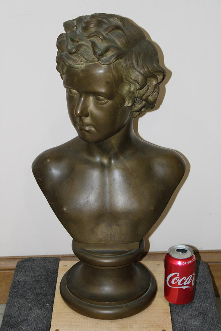 Large 25" Solid Bronze Bust of a Boy (1 of 4)
