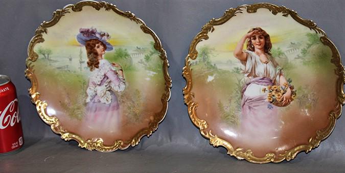 Pair of 10" Signed Royal Bayreuth Plates with Painted (1 of 4)