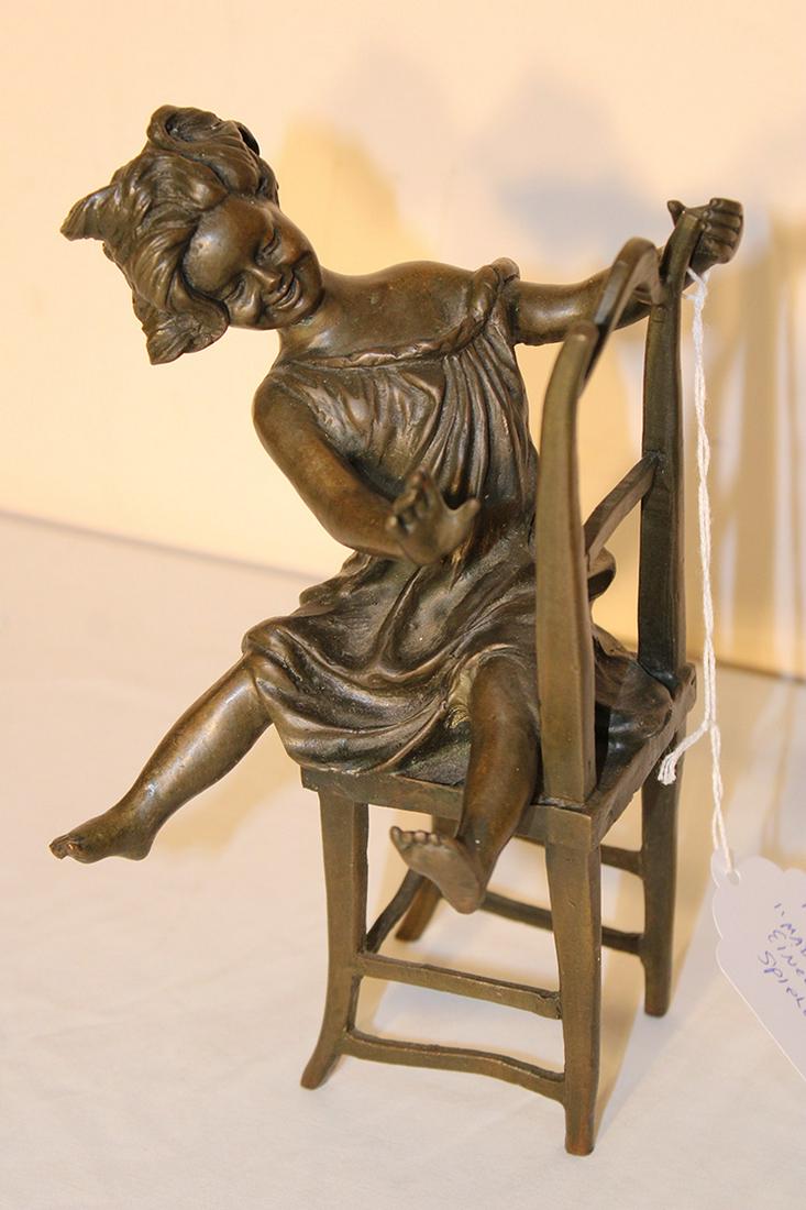 Sweet Bronze of Girl Sitting on a Chair by Franz (1 of 4)