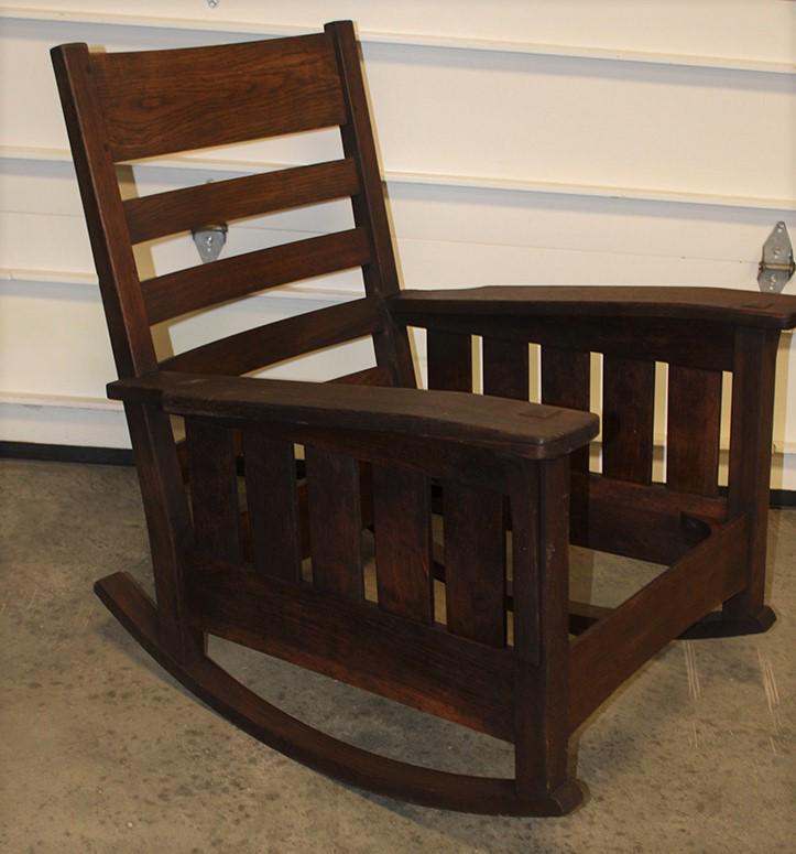 Oversized Signed L & J. G. Stickley Bent Arm Rocker (1 of 4)