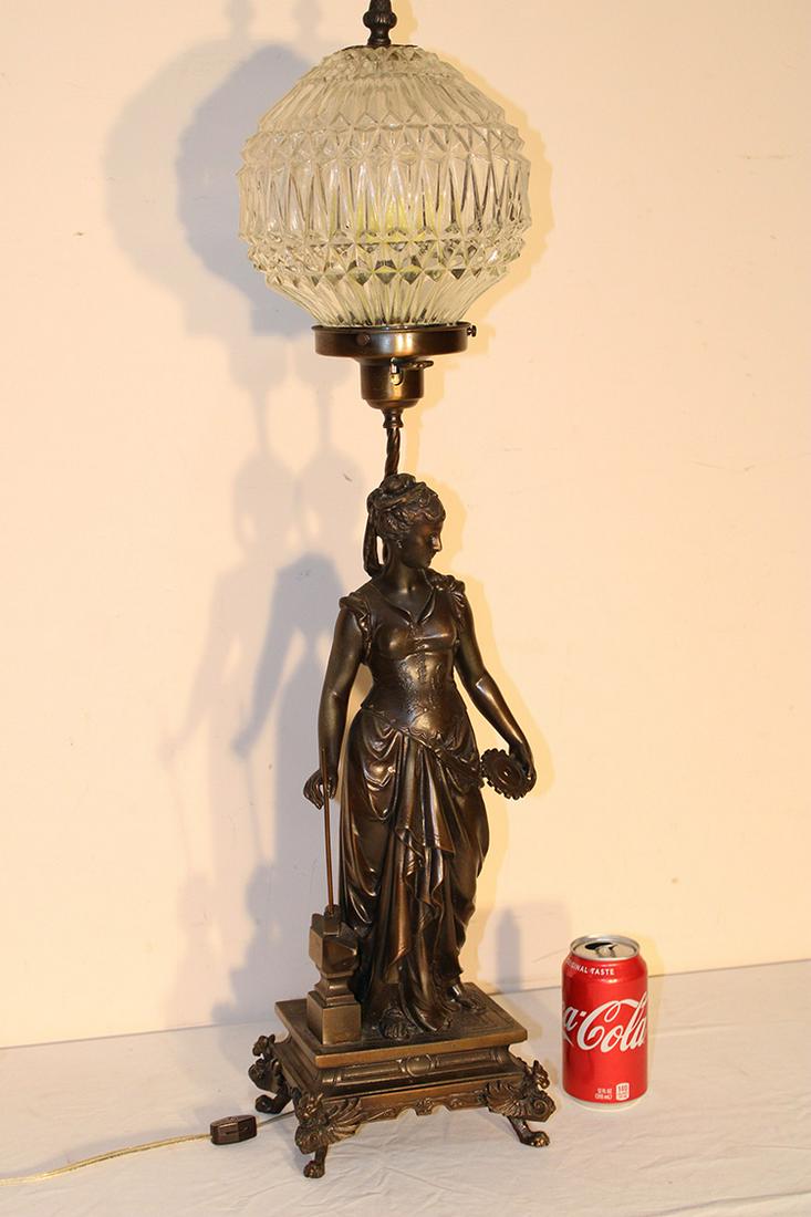 32" Antique Figural Lamp with Winged Griffin Feet (1 of 5)