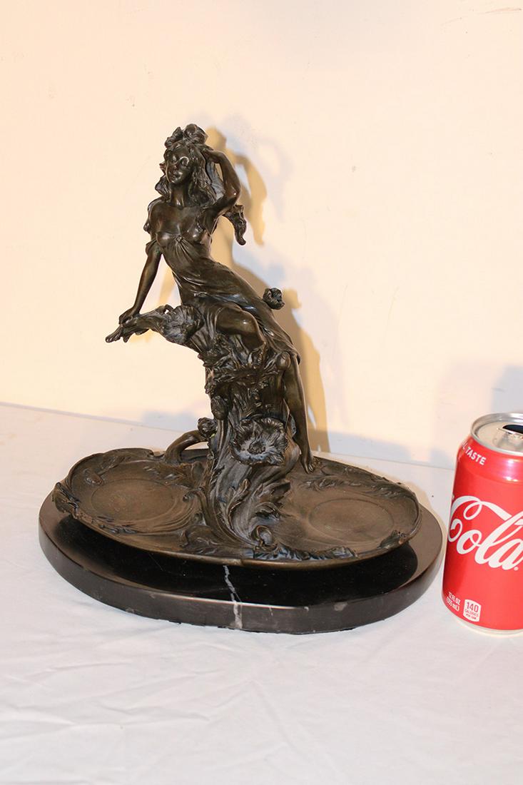 Fabulous Nouveau Bronze Lady on Marble Base (1 of 4)