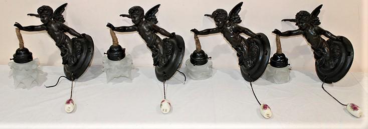 Group of 4 Sconces with Winged Cupids by Art D' France (1 of 4)