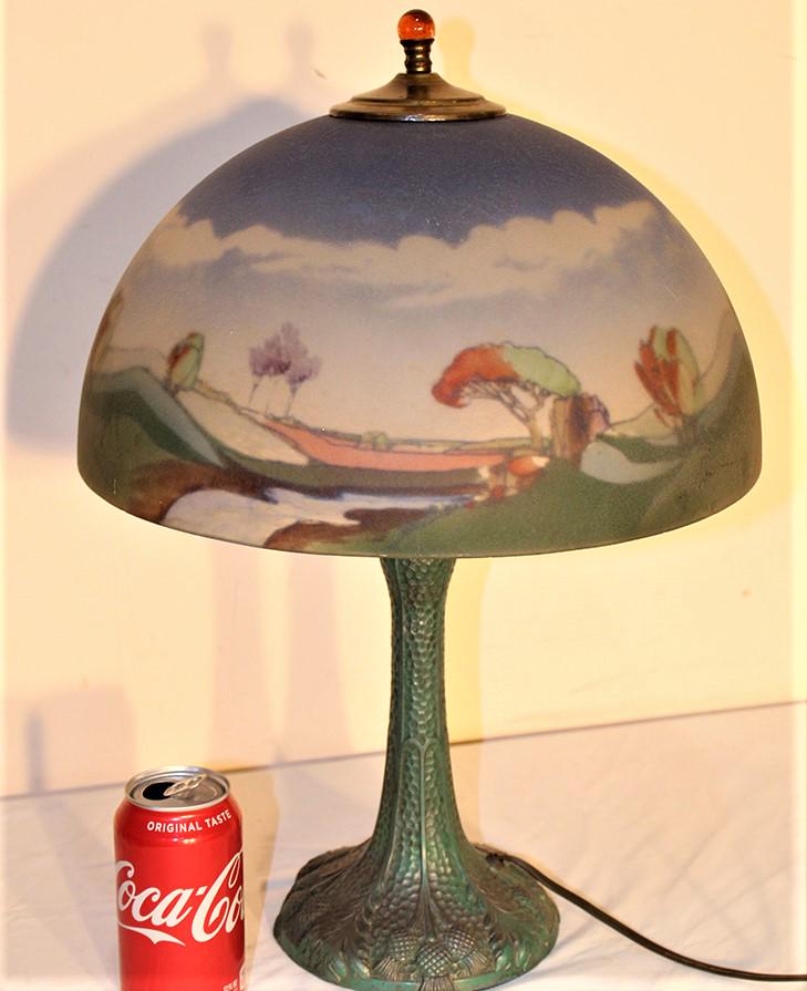 14" Reversed Painted Scenic Table Lamp (1 of 4)