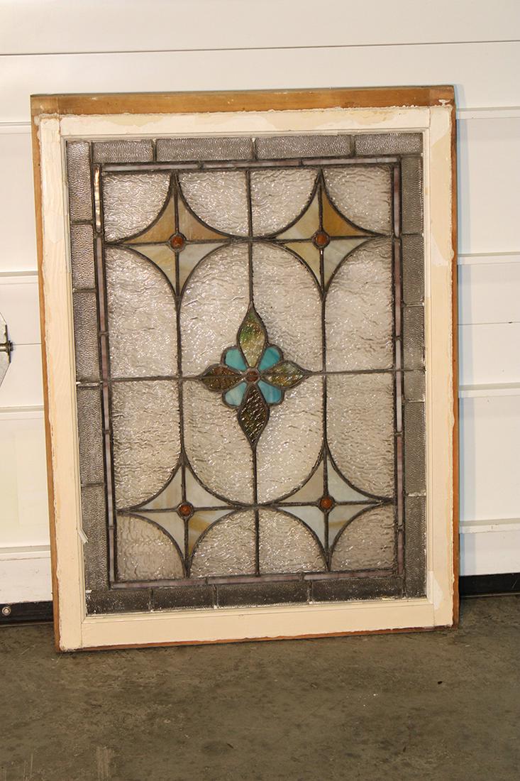 Multi Color Antique Leaded Window with Jeweled Diamond (1 of 4)
