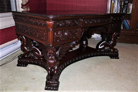 Fabulous 56" Victorian Horner Partner's Desk with Wing