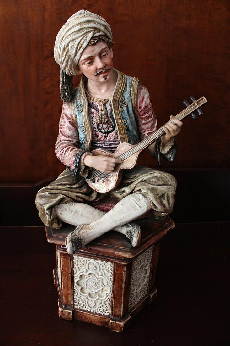 Large 19" Antique Majolica Man Playing Guitar (1 of 8)