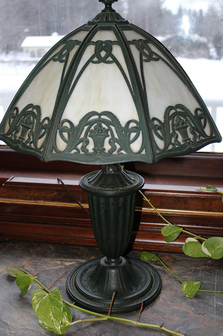 All Original 16" Signed Bradley and Hubbard Panel Lamp (1 of 4)